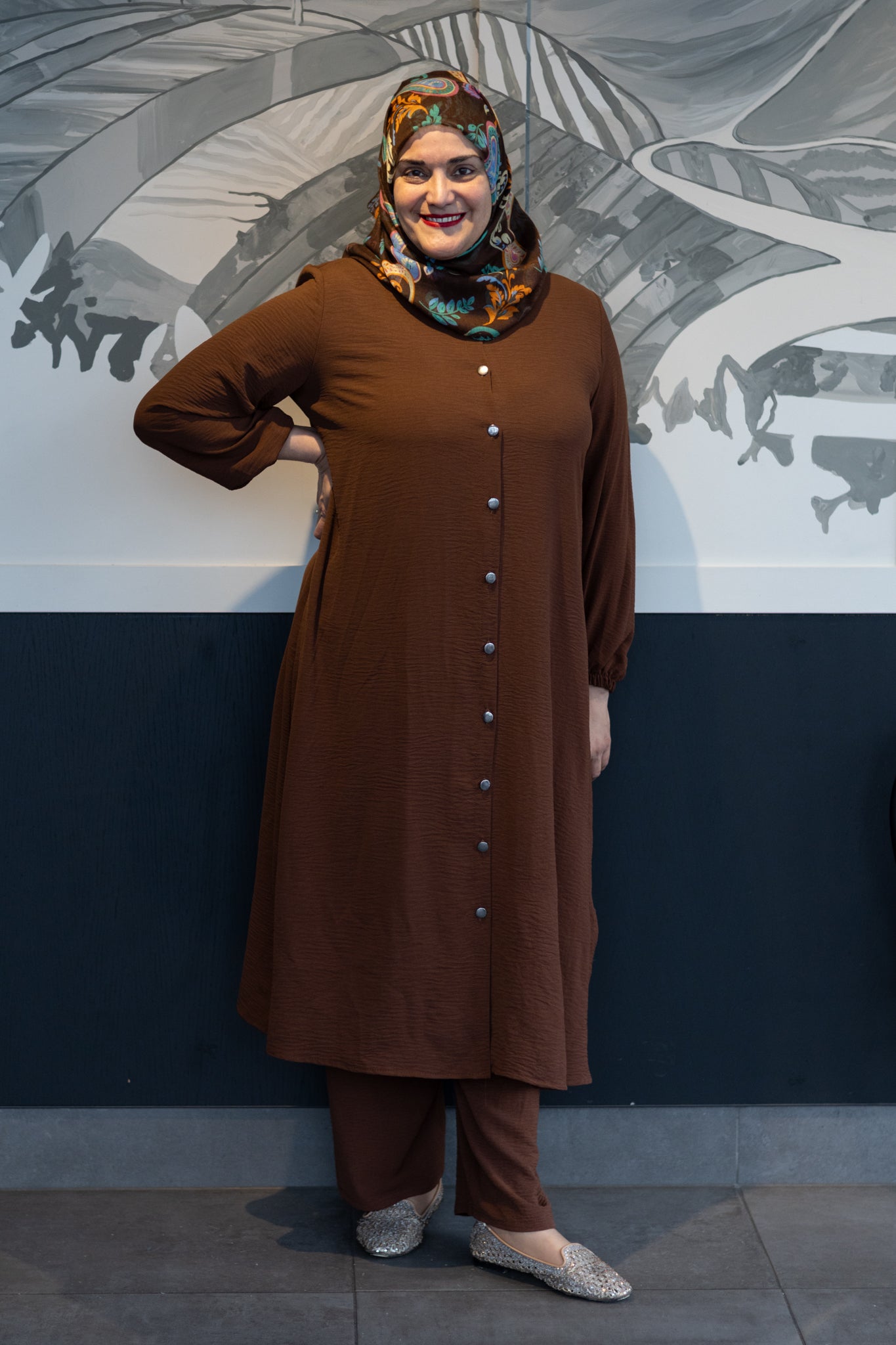 Restock:Ash-brown long co ord