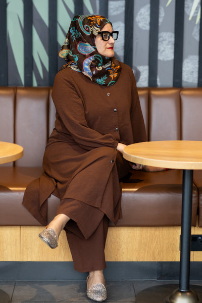 Restock:Ash-brown long co ord
